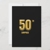 Surprise 50th Birthday Party Gold and Black 50 招待状 (裏面)
