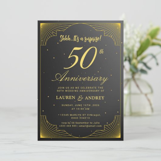 Surprise 50th Wedding Anniversary 招待状 (スタンド正面)