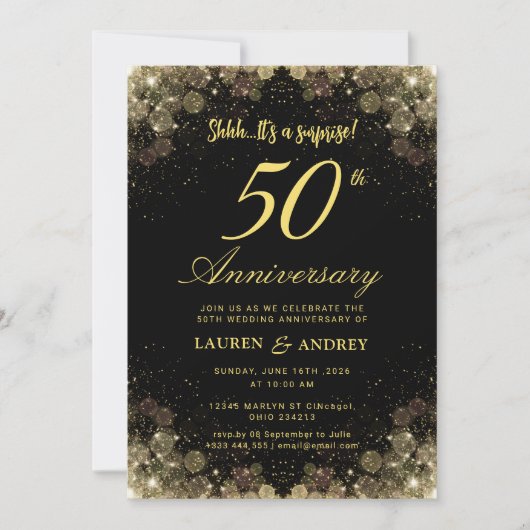 Surprise 50th Wedding Anniversary 招待状 (正面)