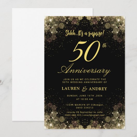 Surprise 50th Wedding Anniversary 招待状 (正面/裏面)