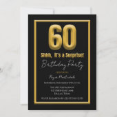 Surprise 60th Birthday Party Bold Gold and Black  招待状 (正面)