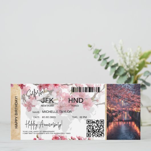 Surprise Birthday Boarding Pass Tokio Sakura 招待状 (スタンド正面)