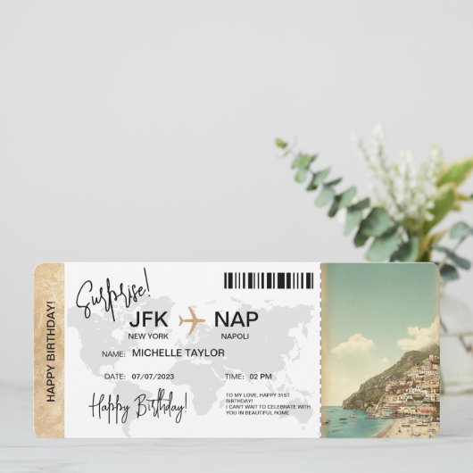 Surprise Birthday Boarding Pass Trip Ticket 招待状 (スタンド正面)