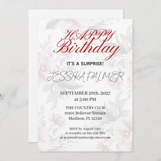 Surprise Birthday Invitation 招待状 (正面/裏面)