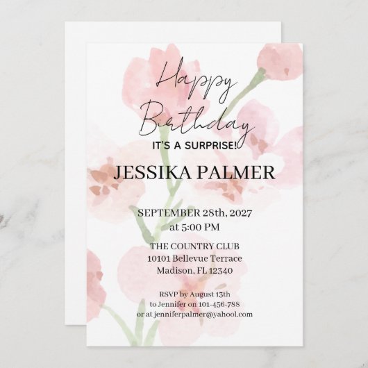 Surprise Birthday Invitation 招待状 (正面/裏面)