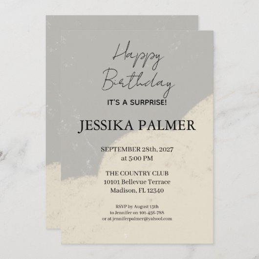 Surprise Birthday Invitation 招待状 (正面/裏面)