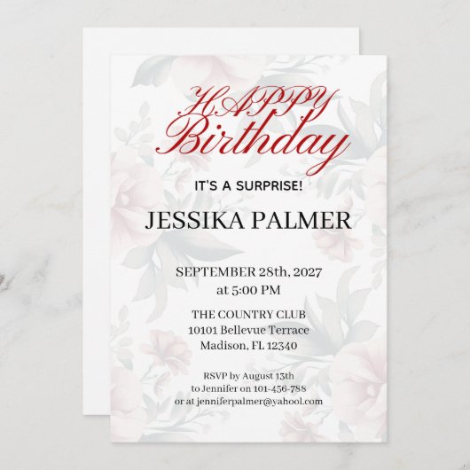 Surprise Birthday Invitation 招待状 (正面/裏面)