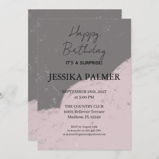 Surprise Birthday Invitation 招待状 (正面/裏面)