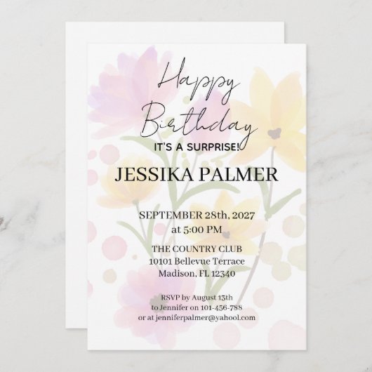 Surprise Birthday Invitation 招待状 (正面/裏面)