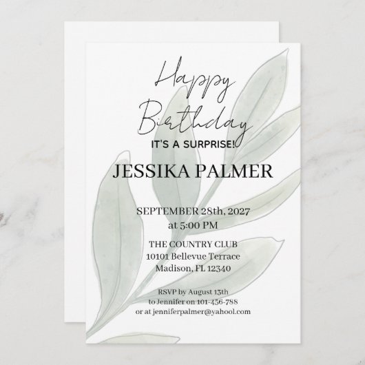 Surprise Birthday Invitation 招待状 (正面/裏面)