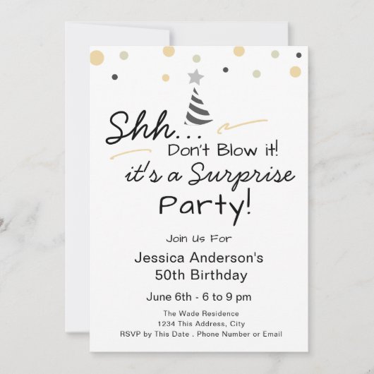 Surprise Birthday Party don't blow it 招待状 (正面)