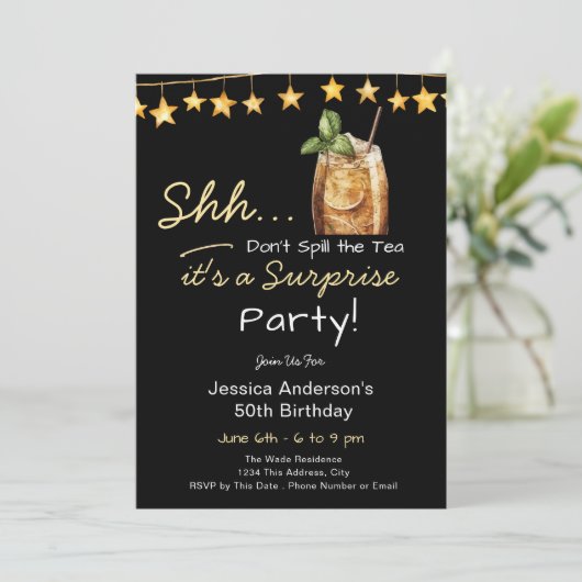 Surprise Birthday Party Spill the Tea 招待状 (スタンド正面)