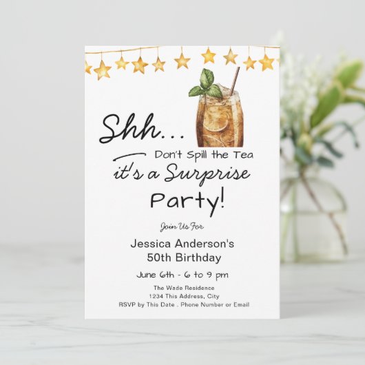 Surprise Birthday Party Spill the Tea 招待状 (スタンド正面)