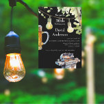 Surprise Black 30th BBQ Birthday Invitation 招待状<br><div class="desc">Grilling,  beer,  man birthday.  Surprise 30th Birthday Party invitation.  White background.  Backyard birthday party.  Black.</div>