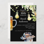 Surprise Black 30th BBQ Birthday Invitation 招待状 (正面/裏面)