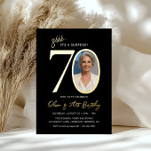 Surprise Black and Gold 70th Birthday Party Photo 箔招待状