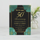 Surprise Black & Gold 50th Wedding Anniversary 招待状 (スタンド正面)
