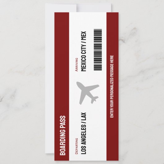 Surprise Boarding Pass Plane Ticket Invitation (裏面)