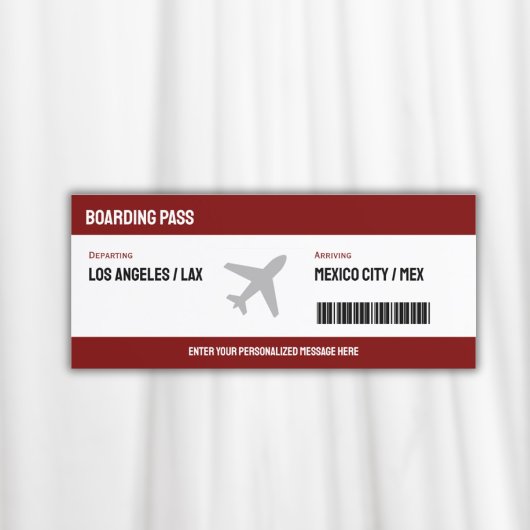 Surprise Boarding Pass Plane Ticket Invitation