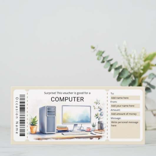 Surprise Computer Gift Certificate 招待状 (スタンド正面)