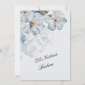 SURPRISE Elegant Blue Floral 100th Birthday  招待状 (裏面)