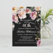 SURPRISE Elegant Floral 40th Birthday Party 招待状 (スタンド正面)