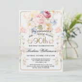 SURPRISE Elegant Painted Floral 90th Birthday  招待状 (スタンド正面)