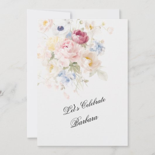 SURPRISE Elegant Painted Floral 90th Birthday  招待状 (裏面)