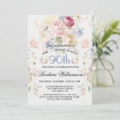 SURPRISE Elegant Painted Floral 90th Birthday  招待状 (スタンド正面)