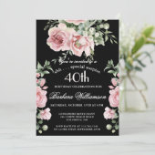 SURPRISE Elegant Painted Roses 40 Birthday Party  招待状 (スタンド正面)