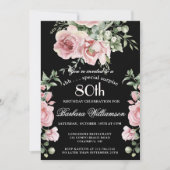 SURPRISE Elegant Painted Roses 80 Birthday Party  招待状 (正面)