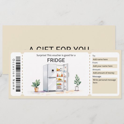Surprise Fridge Gift Certificate  招待状 (正面/裏面)