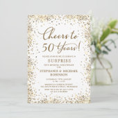 Surprise Gold Glitter 50th Wedding Anniversary 招待状 (スタンド正面)