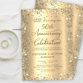 Surprise Gold Glitter 50th Wedding Anniversary 招待状