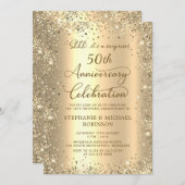 Surprise Gold Glitter 50th Wedding Anniversary 招待状 (正面/裏面)