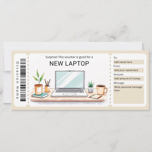Surprise Laptop Gift Certificate 招待状 (正面)