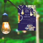 Surprise Navy 40th BBQ Birthday Invitation 招待状<br><div class="desc">Grilling,  beer,  man birthday.  Surprise 40th Birthday Party invitation.  White background.  Backyard birthday party.  Navy.</div>
