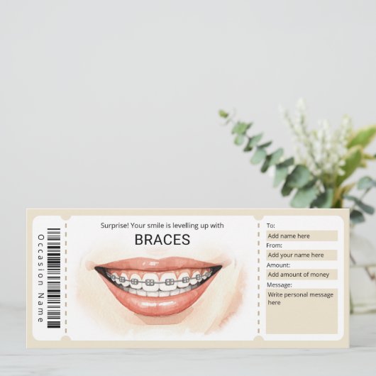 Surprise Orthodontic Braces Gift Certificate 招待状 (スタンド正面)