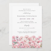 SURPRISE PARTY 18th Birthday Pink Carnation Floral 招待状 (正面/裏面)