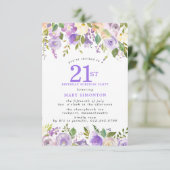 SURPRISE PARTY 21st Birthday Pretty Purple Floral 招待状 (スタンド正面)