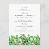 SURPRISE PARTY 25th Birthday December Birth Flower インビテーションポストカード (正面)