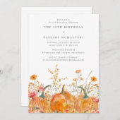 SURPRISE PARTY 35th Birthday Pumpkin Wildflower 招待状 (正面/裏面)