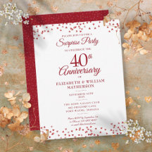 Surprise Party 40th Wedding Anniversary Ruby Heart
