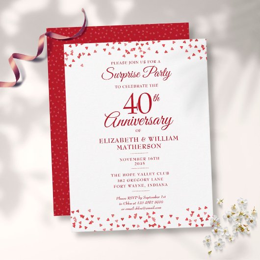 Surprise Party 40th Wedding Anniversary Ruby Heart ポストカード