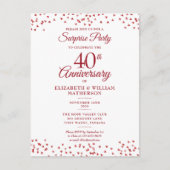 Surprise Party 40th Wedding Anniversary Ruby Heart ポストカード (正面)
