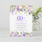 SURPRISE PARTY 60th Birthday Pretty Purple Floral 招待状 (スタンド正面)