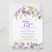 SURPRISE PARTY 75th Birthday Purple Floral Arch 招待状 (正面)