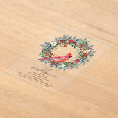 SURPRISE PARTY 90th Birthday Cardinal Wreath アクリル招待状 (レイダウン)