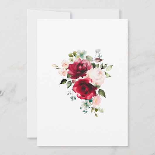 SURPRISE PARTY 90th Birthday Red Pink Floral 招待状 (裏面)