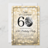 SURPRISE Photo 60th Birthday Gold Glam Lights 招待状 (正面)